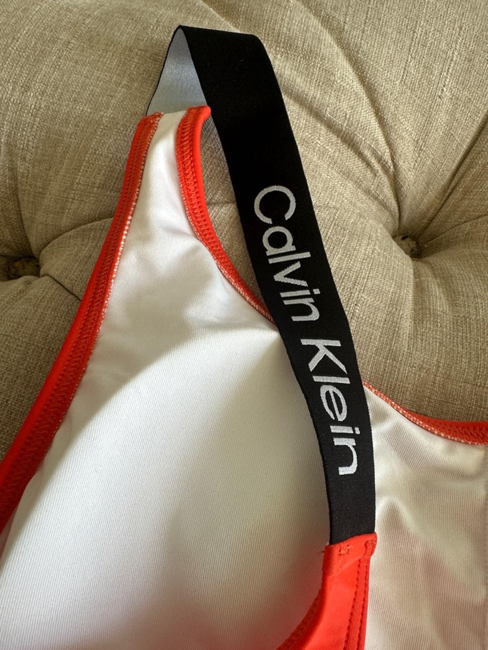 Calvin Klein Vibrant Orange-Red One-Piece Swimsuit - Picture 4 of 8